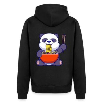 Panda Bär Ramen Esser Japanische Nudelsuppe Tier - Unisex Premium Bio Zip Hoodie - Schwarz - Hinten - Nico (187cm)