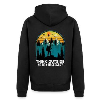 Denken Sie draußen No Box Wandern Natur Camping - Unisex Premium Bio Zip Hoodie - Schwarz - Hinten - Nico (187cm)