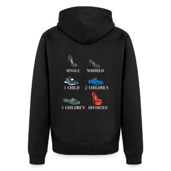 Leben einer Frau Single Verheiratet Geschieden - Unisex Premium Bio Zip Hoodie - Schwarz - Hinten - Nico (187cm)
