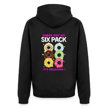 Regarde mon pack de six ! - Donuts - Veste à capuche bio Premium Unisexe - noir - Dos - Nico (187cm)