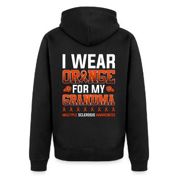 I Wear Orange For My Grandma Multiple Sclerosis - Unisex Premium Organic Zip Hoodie - black - Back - Nico (187cm)