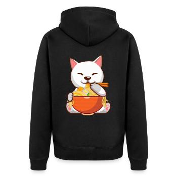 Ramen Eater Cat Lovers Animal Cat Whisperer - Unisex Premium Organic Zip Hoodie - black - Back - Nico (187cm)