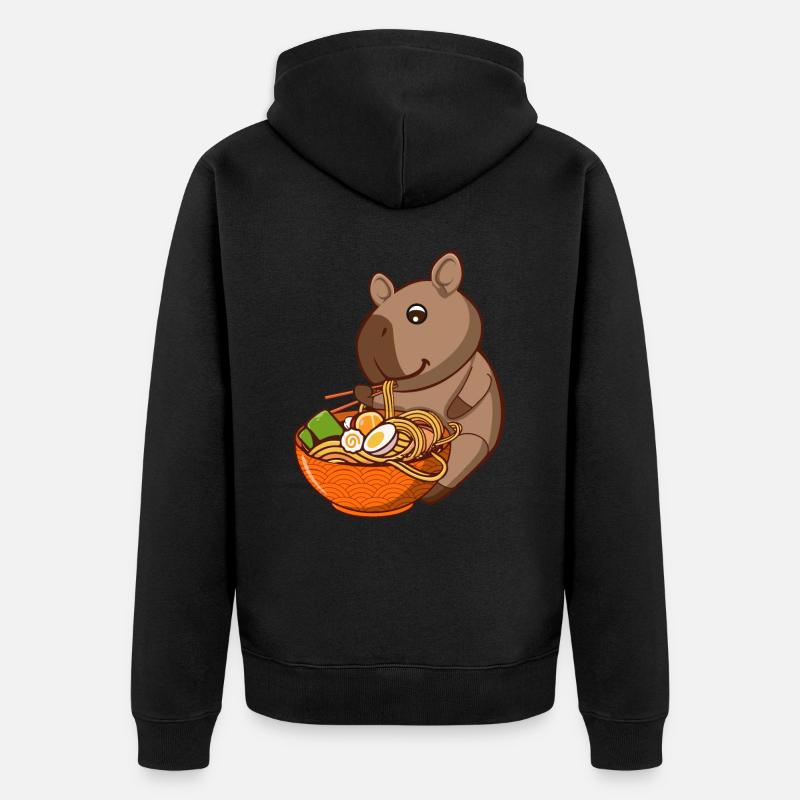 Capybara Ramen - Unisex Premium Bio Zip Hoodie - Schwarz