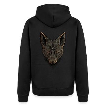 Fuchs Kunst Kunstwerk Geschenk Tierliebhaber Motiv - Unisex Premium Bio Zip Hoodie - Schwarz - Hinten - Nico (187cm)