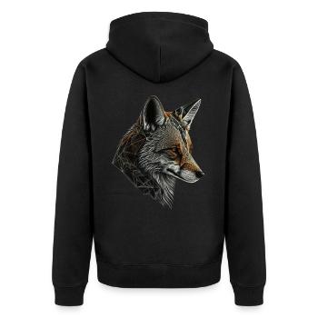 Fox Animal Lover Animal Animal Gift Idea - Unisex Premium Organic Zip Hoodie - black - Back - Nico (187cm)