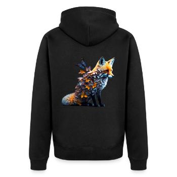 Fuchs Tierliebhaber Tierisch Tier Geschenkidee - Unisex Premium Bio Zip Hoodie - Schwarz - Hinten - Nico (187cm)