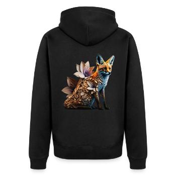 Fox Gift Son Animal Wildlife Animal Motif Motif - Unisex Premium Organic Zip Hoodie - black - Back - Nico (187cm)
