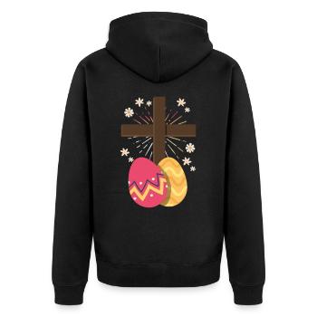 Christentum Kreuz Jesus Christus Blume Ostereier - Unisex Premium Bio Zip Hoodie - Schwarz - Hinten - Nico (187cm)