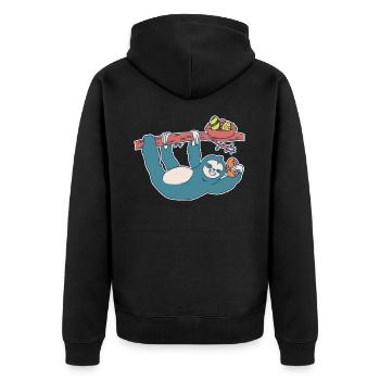 Easter Sloth Forest Wildlife Animal Festival Eggs - Unisex Premium Organic Zip Hoodie - black - Back - Nico (187cm)