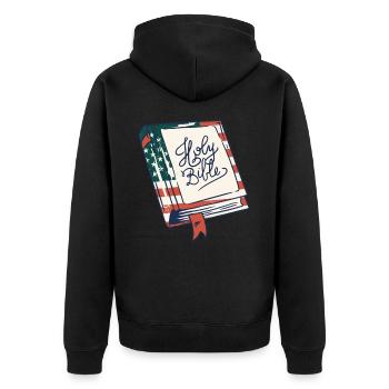 Holy Bible Christian religious belief in - Unisex Premium Organic Zip Hoodie - black - Back - Nico (187cm)