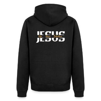 Jesus Life Hope Salvation Christian - Unisex Premium Organic Zip Hoodie - black - Back - Nico (187cm)