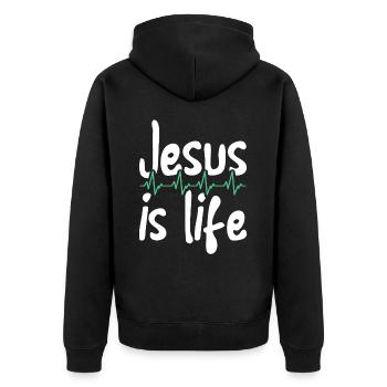 Jesus is life Bible lesson Christian - Unisex Premium Organic Zip Hoodie - black - Back - Nico (187cm)