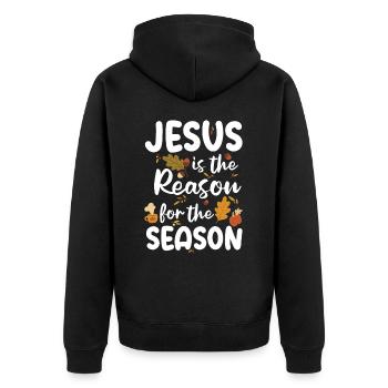 Jesus is the reason for the autumn faith season - Unisex Premium Organic Zip Hoodie - black - Back - Nico (187cm)