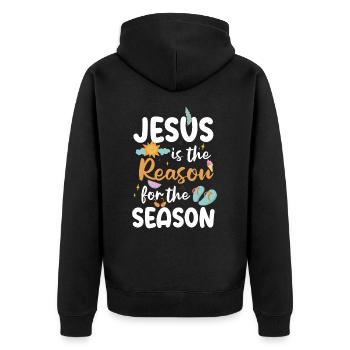 Jesus is the reason for the season summer beach - Unisex Premium Organic Zip Hoodie - black - Back - Nico (187cm)