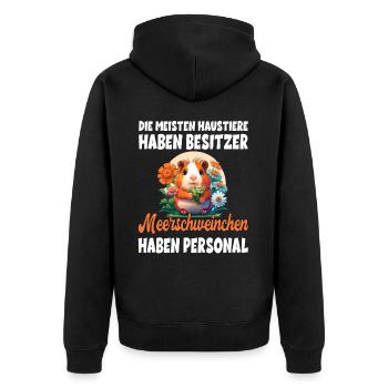 Haustiere haben Besitzer Meerschweinchen haben - Unisex Premium Bio Zip Hoodie - Schwarz - Hinten - Nico (187cm)