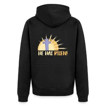 Er Ist Auferstanden Ostersonntag Jesus - Unisex Premium Bio Zip Hoodie - Schwarz - Hinten - Nico (187cm)