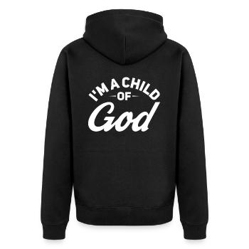 I am a child of God's Christian religion - Unisex Premium Organic Zip Hoodie - black - Back - Nico (187cm)