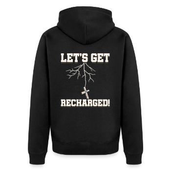 Let's Recharge Christian Holiness - Unisex Premium Organic Zip Hoodie - black - Back - Nico (187cm)