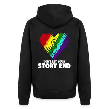 Life Matters Don't Let Your Story End Stress - Unisex Premium Organic Zip Hoodie - black - Back - Nico (187cm)