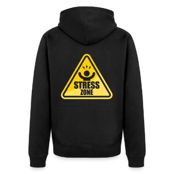 Panneau routier Stress Zone Stress National - Veste à capuche bio Premium Unisexe - noir - Dos - Nico (187cm)