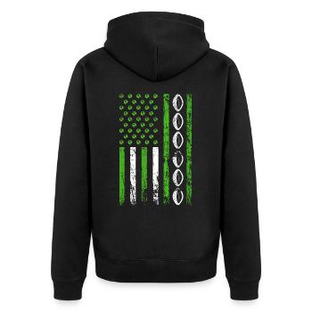 Amerikanische Sportarten Flagge Athletic Football - Unisex Premium Bio Zip Hoodie - Schwarz - Hinten - Nico (187cm)