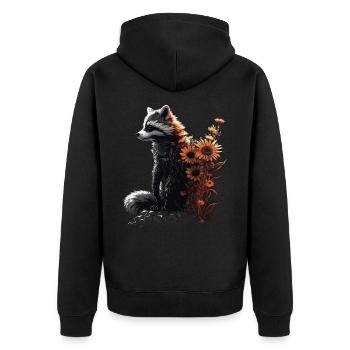 Waschbär Geschenk Geburtstag Tier Tierliebhaber - Unisex Premium Bio Zip Hoodie - Schwarz - Hinten - Nico (187cm)