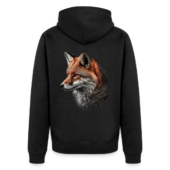 Fox Forest Animals Animal Motif Art Motif Fox - Unisex Premium Organic Zip Hoodie - black - Back - Nico (187cm)
