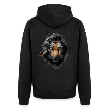 Tiger Tiere Geschenk Mann Kunst Bunt Tiermotiv - Unisex Premium Bio Zip Hoodie - Schwarz - Hinten - Nico (187cm)