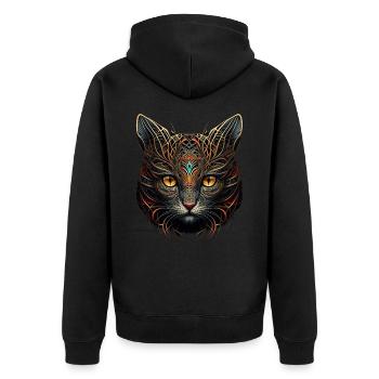 Katze Kunst Kunstwerk Geschenk Katzen Haustier - Unisex Premium Bio Zip Hoodie - Schwarz - Hinten - Nico (187cm)