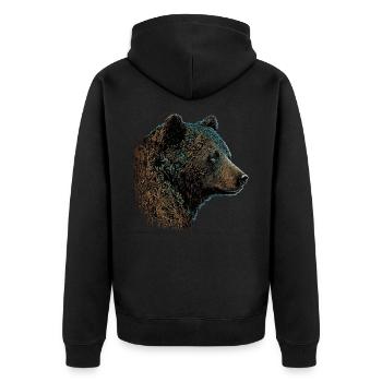 Ours Animaux Amoureux des animaux Animal Motif Cadeau Forêt - Veste à capuche bio Premium Unisexe - noir - Dos - Nico (187cm)