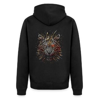 Tiger Geschenk Zoo Tier Tierliebhaber Motiv Kopf - Unisex Premium Bio Zip Hoodie - Schwarz - Hinten - Nico (187cm)