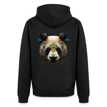 Panda Kunst Tierliebhaber Pandabär Bär Motiv - Unisex Premium Bio Zip Hoodie - Schwarz - Hinten - Nico (187cm)