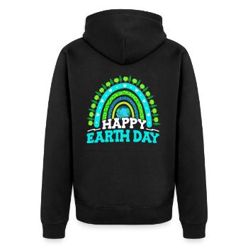 Fröhlicher Tag Der Erde Wald Bäume - Unisex Premium Bio Zip Hoodie - Schwarz - Hinten - Nico (187cm)