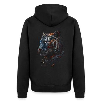 Tiger Tiere Geschenk Mann Kunst Bunt Tiermotiv - Unisex Premium Bio Zip Hoodie - Schwarz - Hinten - Nico (187cm)