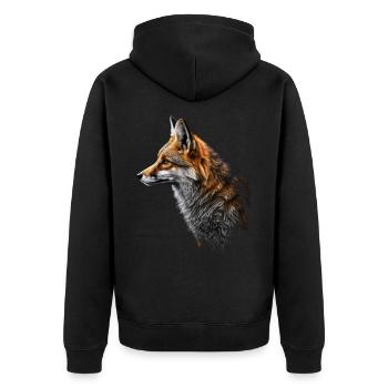 Fox Art Artwork Gift Animal Lovers Motif - Unisex Premium Organic Zip Hoodie - black - Back - Nico (187cm)