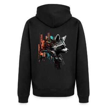 Raton laveur Animal Motif Forêt Animaux Faune Drôle - Veste à capuche bio Premium Unisexe - noir - Dos - Nico (187cm)