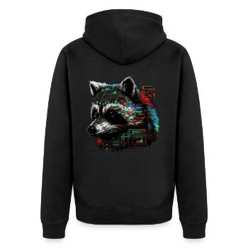 Waschbär Kunst Waschbären Tier Zoo Stadt Fun - Unisex Premium Bio Zip Hoodie - Schwarz - Hinten - Nico (187cm)