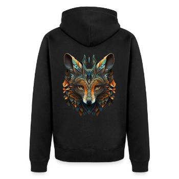 Fuchs Tierliebhaber Tierisch Tier Geschenkidee - Unisex Premium Bio Zip Hoodie - Schwarz - Hinten - Nico (187cm)