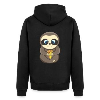 PIzza Sloth Lover Pizza - Unisex Premium Organic Zip Hoodie - black - Back - Nico (187cm)
