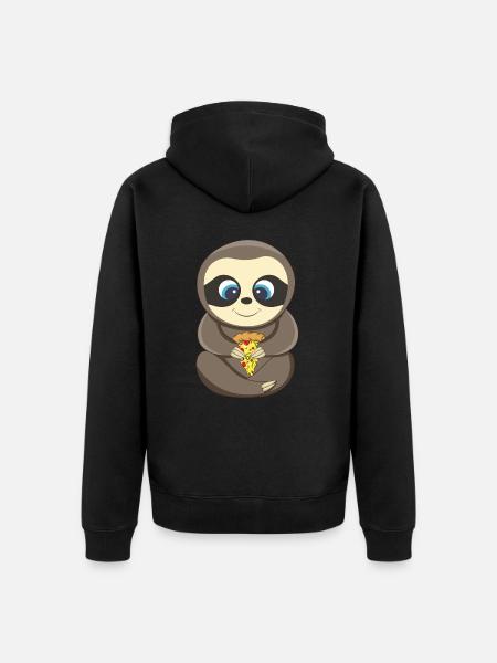 PIzza Sloth Lover Pizza - Unisex Premium Organic Zip Hoodie - black