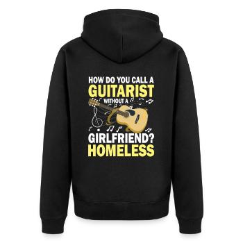 Guitarist Without A Girlfriend Homeless - Unisex Premium Bio Zip Hoodie - Schwarz - Hinten - Nico (187cm)