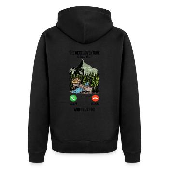 La prochaine aventure s’appelle Wanderer Camp - Veste à capuche bio Premium Unisexe - noir - Dos - Nico (187cm)