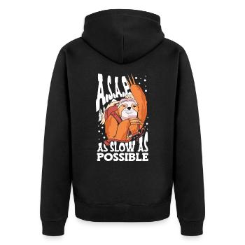 A.s.a.p. So Langsam Wie Möglich Wildtiere - Unisex Premium Bio Zip Hoodie - Schwarz - Hinten - Nico (187cm)