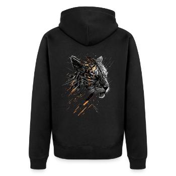 Tiger Tiere Geschenk Mann Kunst Bunt Tiermotiv - Unisex Premium Bio Zip Hoodie - Schwarz - Hinten - Nico (187cm)