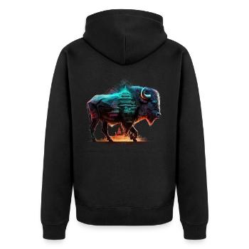 Bison Forest Wildlife Farmer Mountains Animal Animal Motif - Unisex Premium Organic Zip Hoodie - black - Back - Nico (187cm)