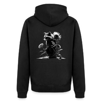 Waschbär Tiermotiv Geschenk Tier Wald Lustig - Unisex Premium Bio Zip Hoodie - Schwarz - Hinten - Nico (187cm)
