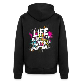 Life is better with paintball team sports - Unisex Premium Organic Zip Hoodie - black - Back - Nico (187cm)