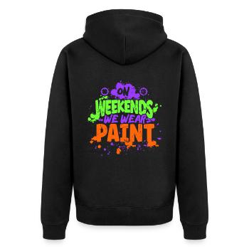 Am Sonntag Tragen Wir Farbe Weekend Team Sports - Unisex Premium Bio Zip Hoodie - Schwarz - Hinten - Nico (187cm)