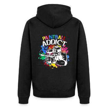 Paintball Addict Bunte Farbe Teamsport Paintball - Unisex Premium Bio Zip Hoodie - Schwarz - Hinten - Nico (187cm)