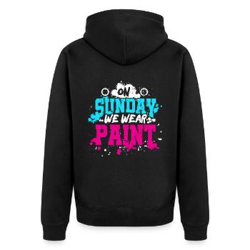 Am Sonntag Tragen Wir Farbe Weekend Team Sports - Unisex Premium Bio Zip Hoodie - Schwarz - Hinten - Nico (187cm)